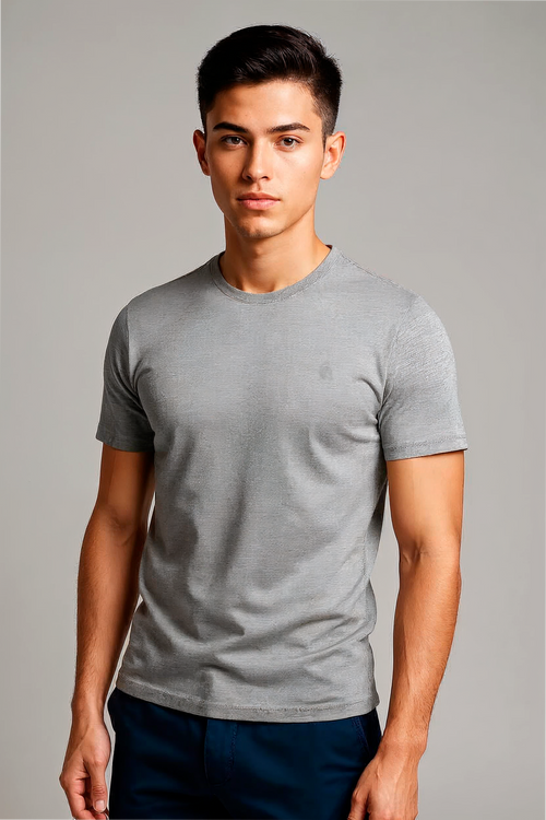 Camiseta Algodão Egípcio Cinza Mescla